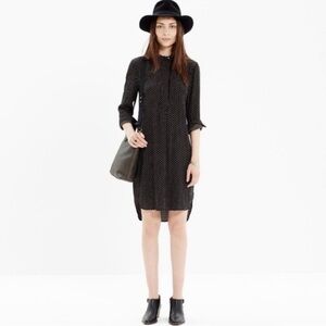 Madewell Long Sleeve Polka Dot Tunic Dress Black Size Small